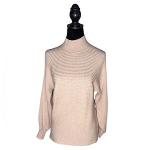 BE COOL Tan Mockneck Ribbed Pullover Long Sleeve Sweater Size: S/M